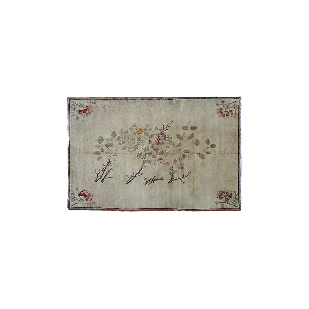 7' x 5' Vintage Khotan / Samarkand (Yarkand) Rug – Hand-Knotted with Geometric Trees & Minimalist Border