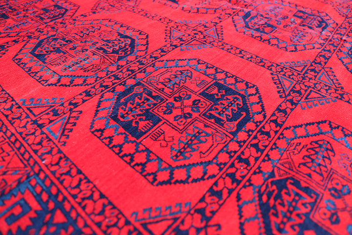 7'x10' Afghan Elephant Foot Design | Wool | Tribal Area Rug