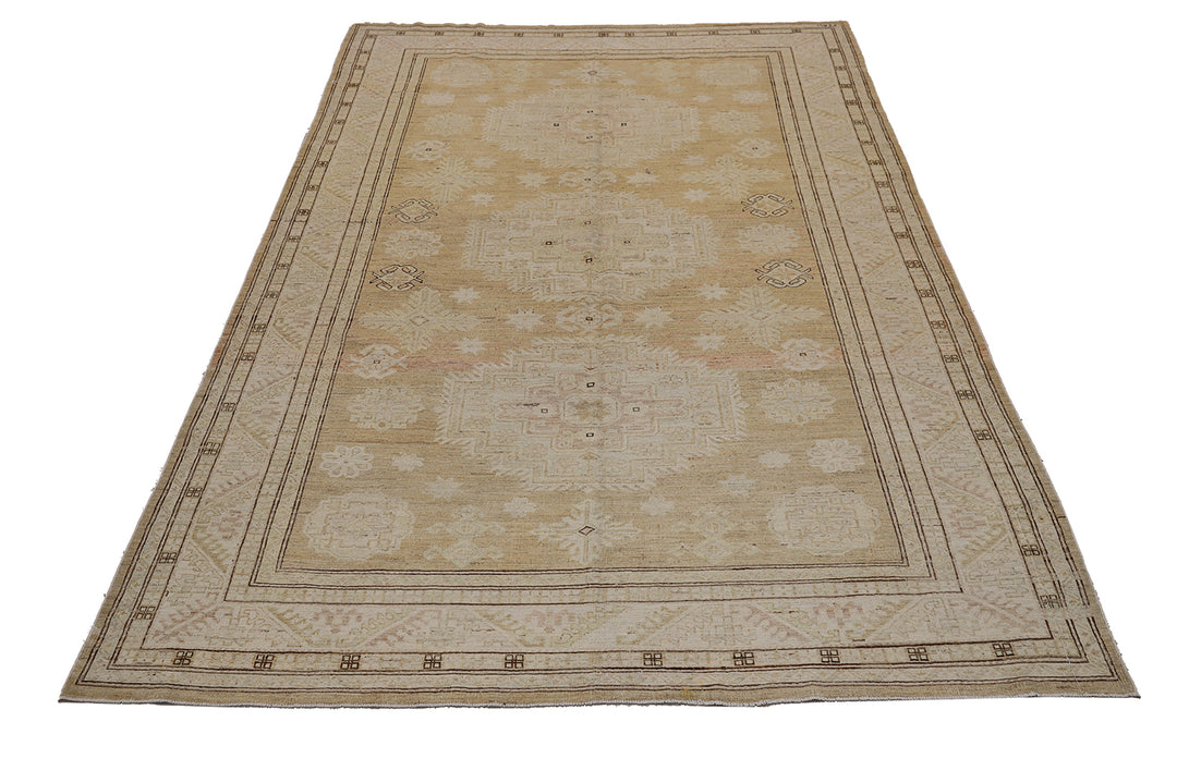 7'x10' Afghan Hand-Knotted Rug | Vintage-Style Geometric Rug