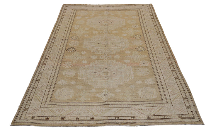 7'x10' Afghan Hand-Knotted Rug | Vintage-Style Geometric Rug