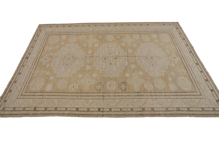 7'x10' Afghan Hand-Knotted Rug | Vintage-Style Geometric Rug