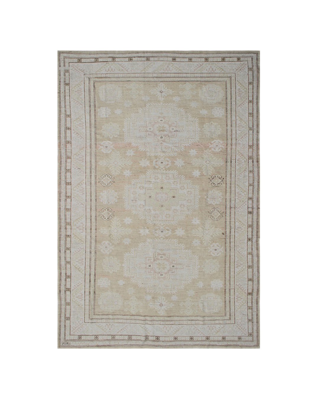 7'x10' Afghan Hand-Knotted Rug | Vintage-Style Geometric Rug
