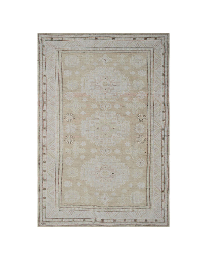 7'x10' Afghan Hand-Knotted Rug | Vintage-Style Geometric Rug