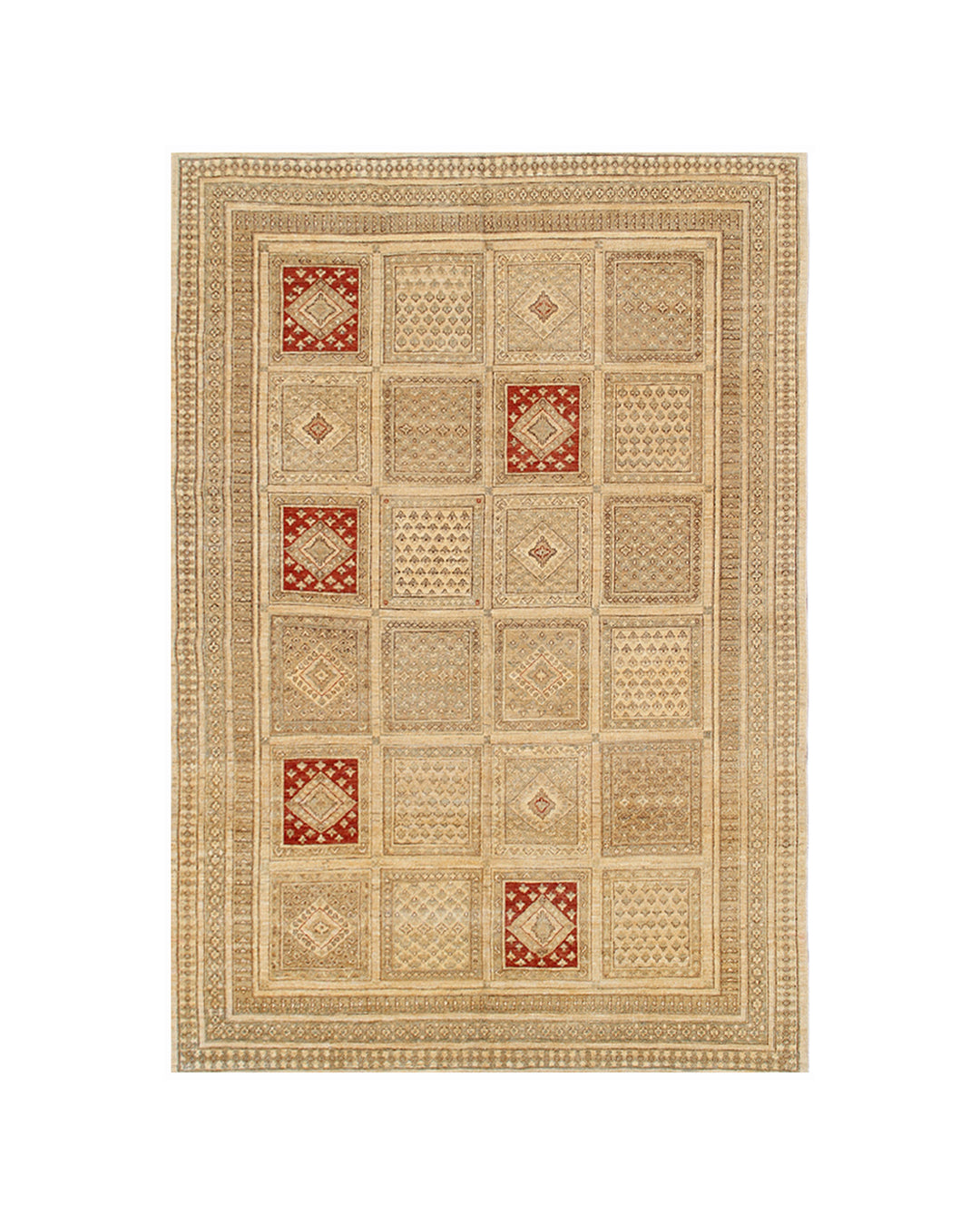 7'x10' Earth-Tone Persian Design Ariana Traditional Area Rug with Touches of Red