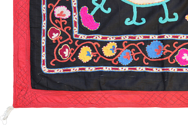 7'x10' Hand-Embroidered Uzbek Colorful Suzani Tapestry