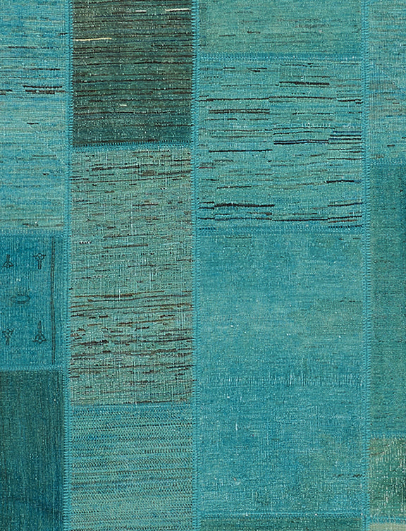 7'x10' Turquoise Blue Ariana Patchwork Overdyed Rug