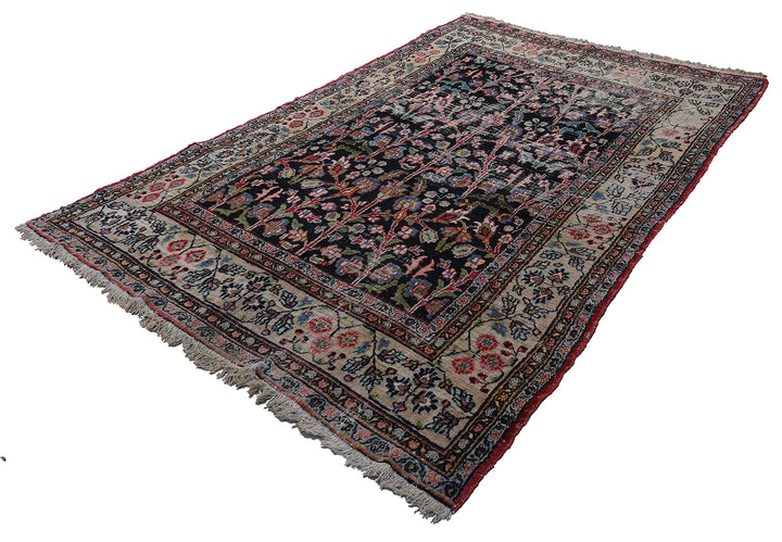 7'x10' Vintage Persian Rug | Floral Persian Mashad Rug