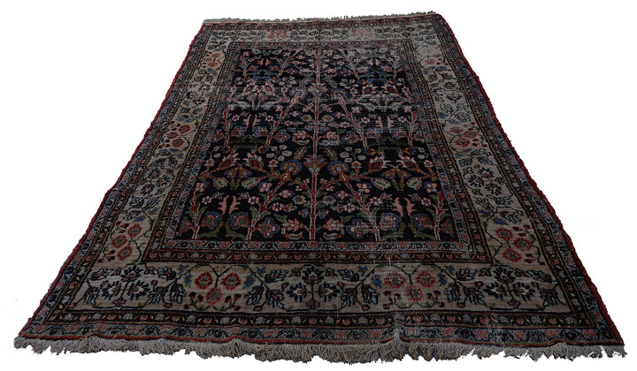 7'x10' Vintage Persian Rug | Floral Persian Mashad Rug