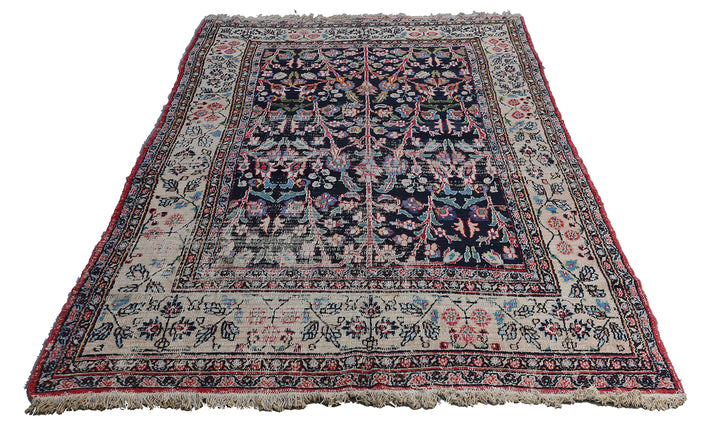 7'x10' Vintage Persian Rug | Floral Persian Mashad Rug