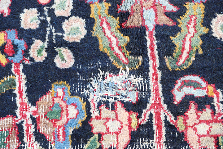 7'x10' Vintage Persian Rug | Floral Persian Mashad Rug