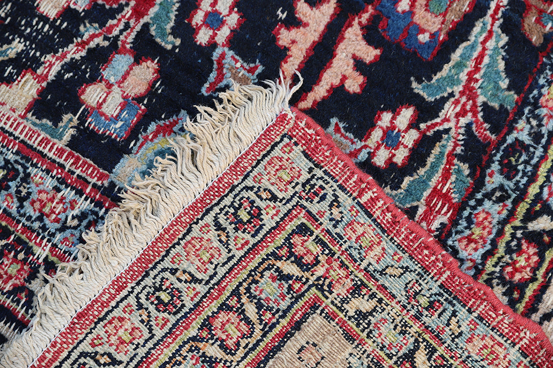 7'x10' Vintage Persian Rug | Floral Persian Mashad Rug