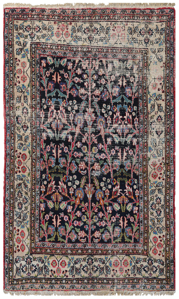 7'x10' Vintage Persian Rug | Floral Persian Mashad Rug