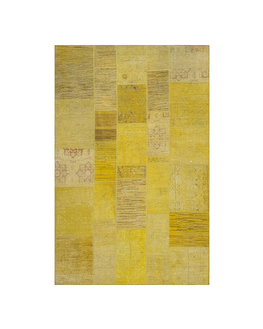 7'x10' Yellow Ariana Patchwork Overdyed Wool Area Rug
