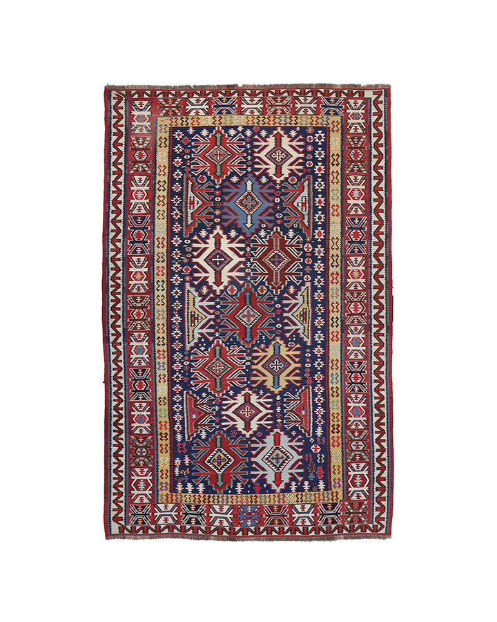 7'x11' Antique Caucasian Kuba Kilim | Fine Hand-Woven Geometric Area Rug