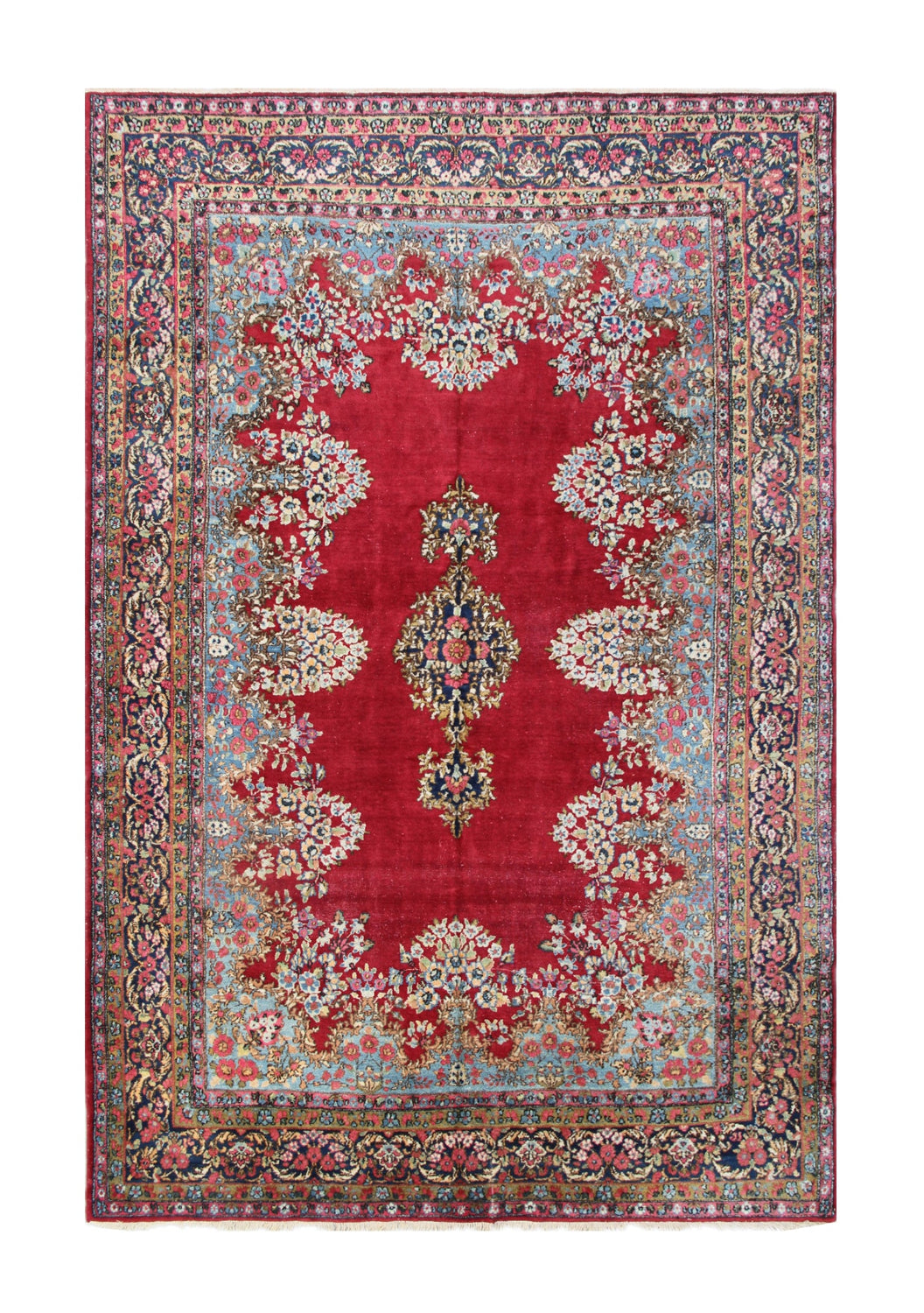 7'x11' Persian Floral Kerman Rug – Wool & Silk | Hand-Knotted in Persia