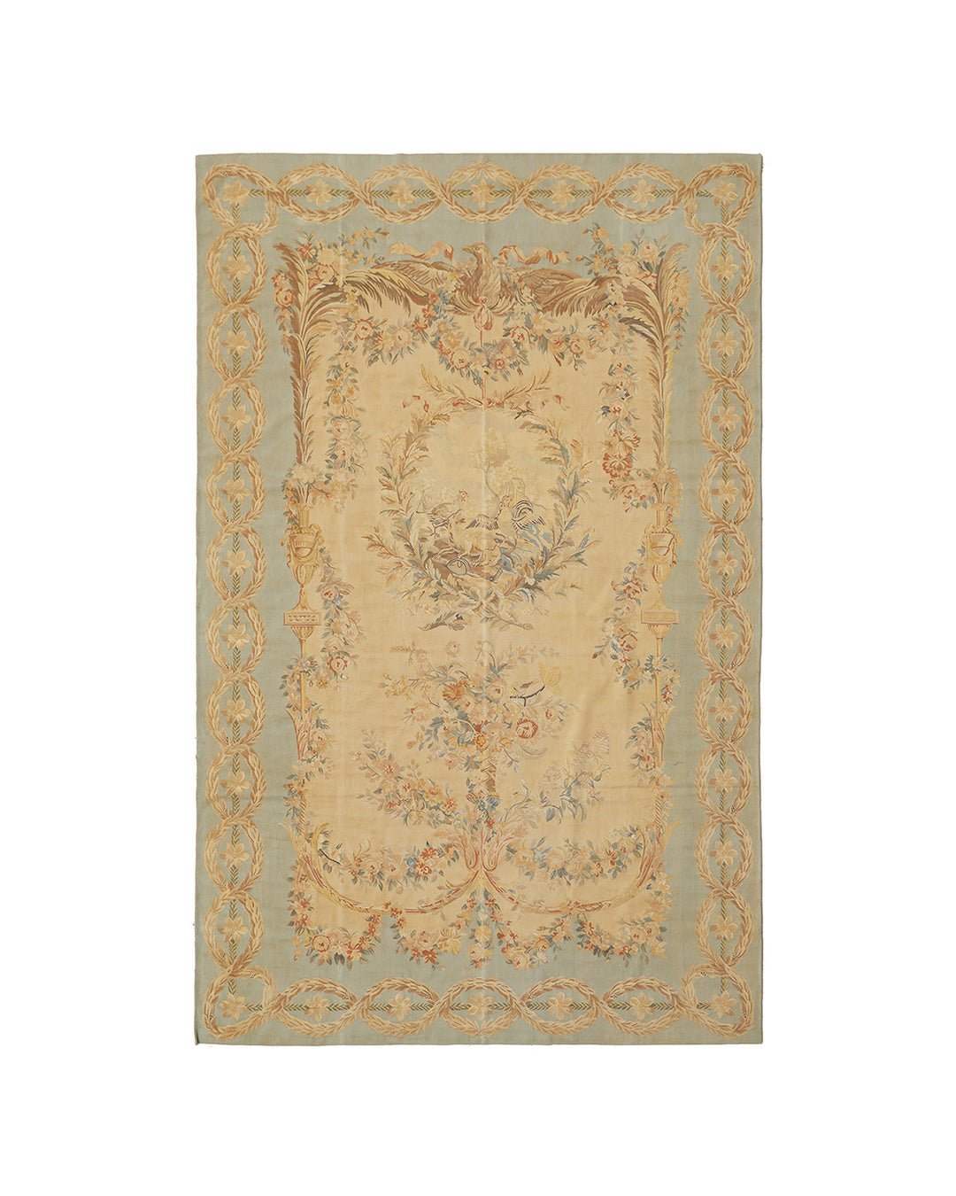 7'x11' Wool & Silk Tapestry | French Aubusson Design Wall Tapestry