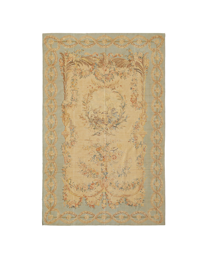7'x11' Wool & Silk Tapestry | French Aubusson Design Wall Tapestry