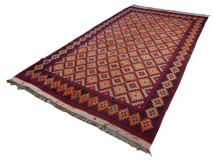 7'x12' Vintage Tribal Kilim | Geometric Flatweave Kilim Rug