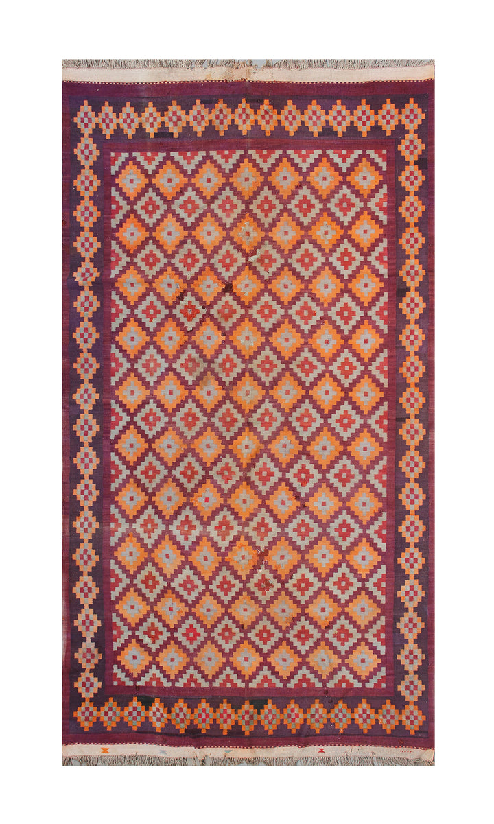 7'x12' Vintage Tribal Kilim | Geometric Flatweave Kilim Rug