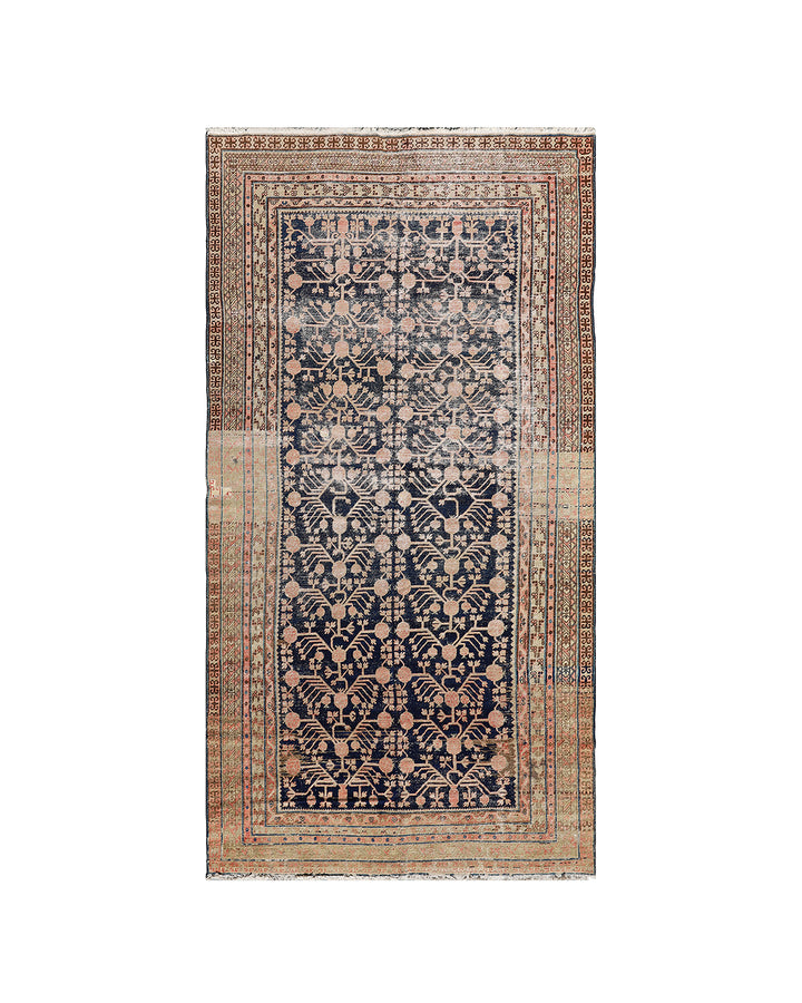 7'x13' Antique Samarkand | Navy Pomegranate Design | Khotan Rug