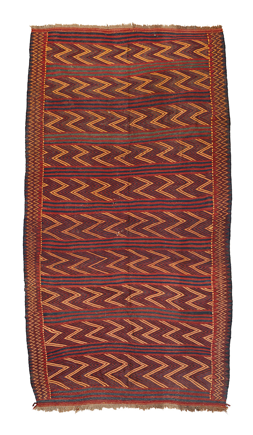 7'x13' Tribal Kilim | Uzbek Kilim | Wool Handwoven Rug