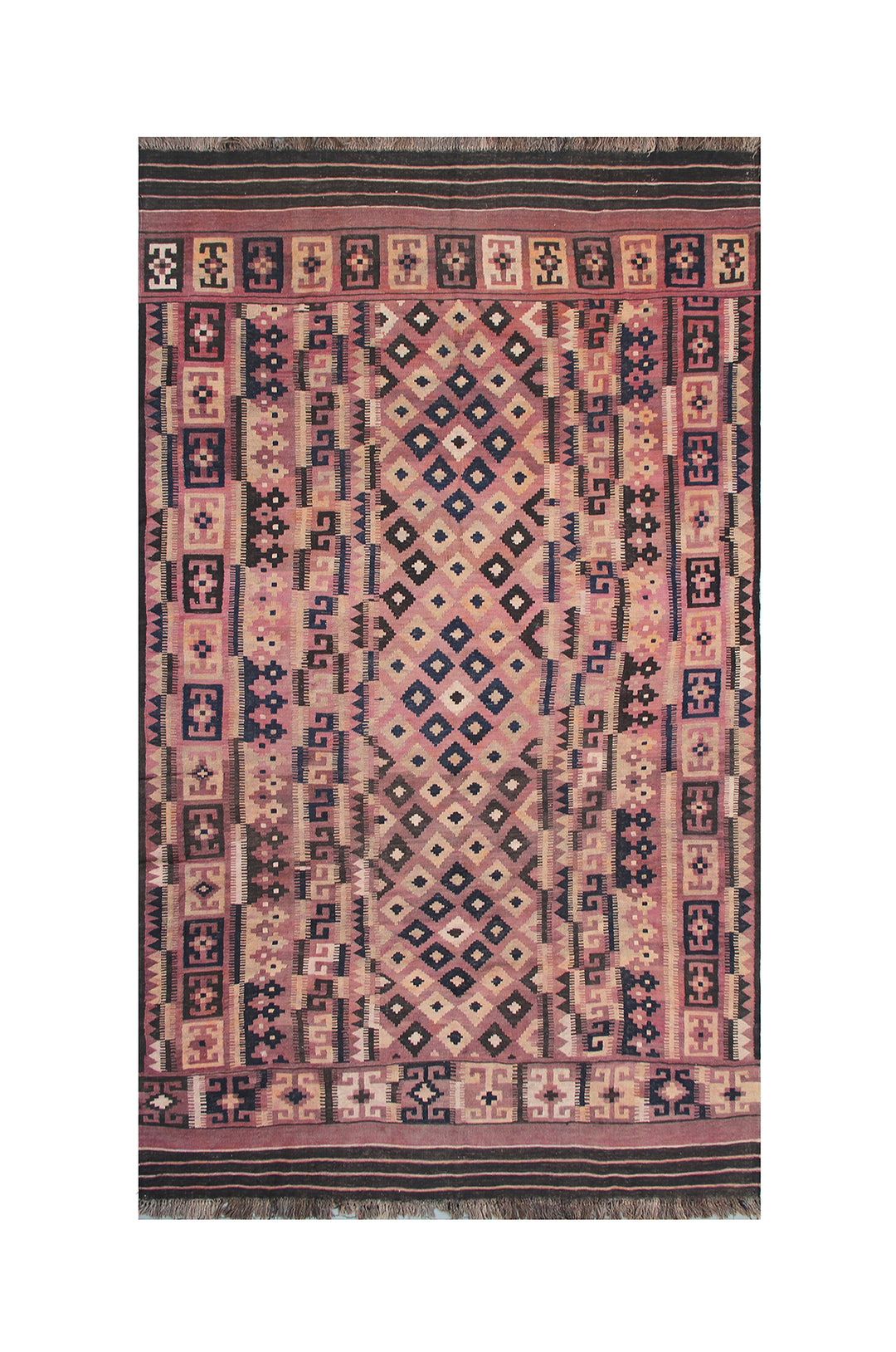 Decorative rug with geometric pattern on a white background