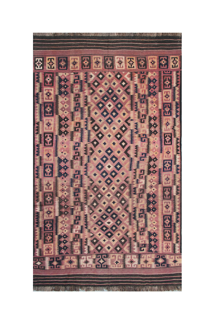 Decorative rug with geometric pattern on a white background