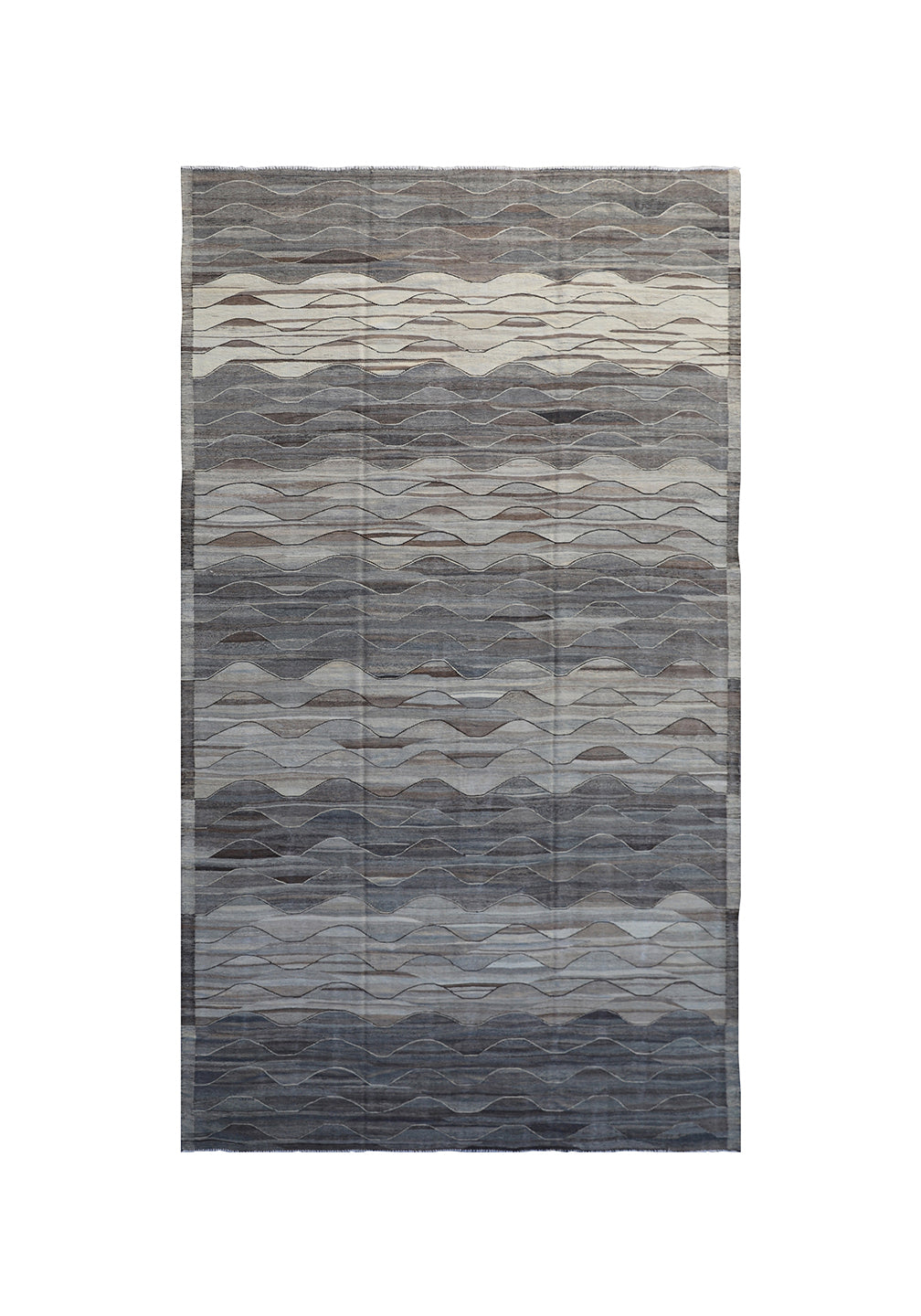 7'x14' Grey & Beige Striped Kilim Rug | Handwoven Ariana Kilim