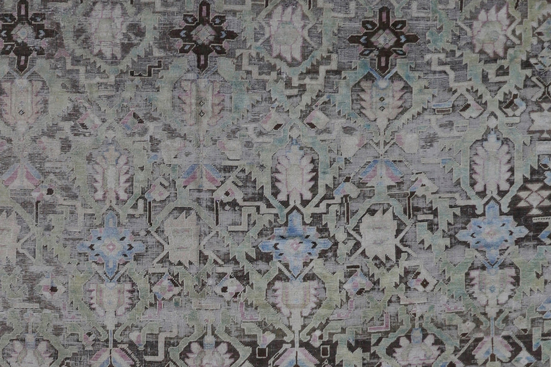 7'x15' Antique Karabagh Tribal Rug with Armenian Script – Hand-Knotted Caucasian