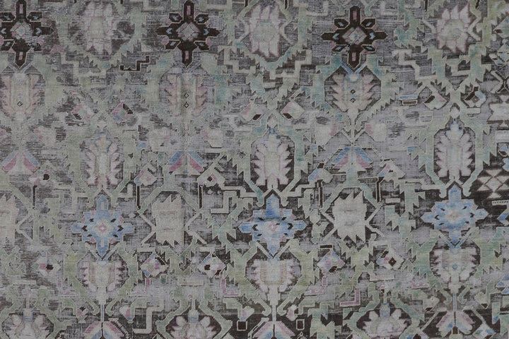 7'x15' Antique Karabagh Tribal Rug with Armenian Script – Hand-Knotted Caucasian