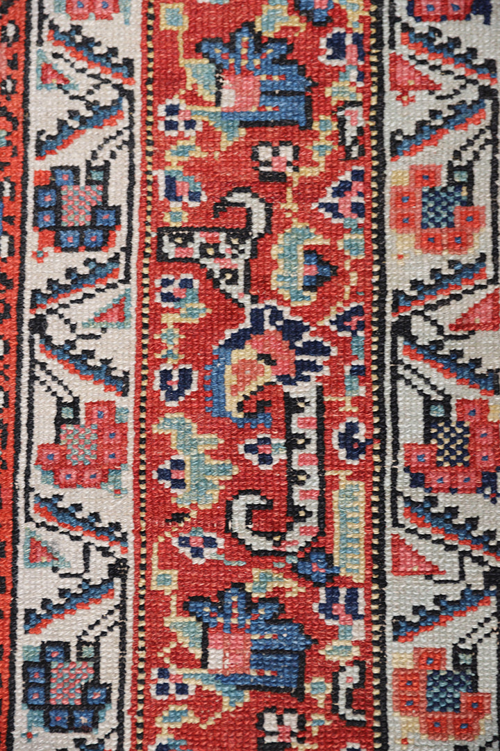 7'x16' Antique Hand-Knotted Persian Rug |Rare Gallery Size with Unusual Medallion