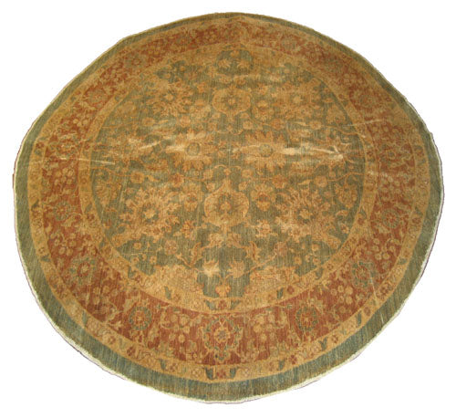 7'x7' Hand-Knotted Afghan Wool Round Ariana Traditional Rug