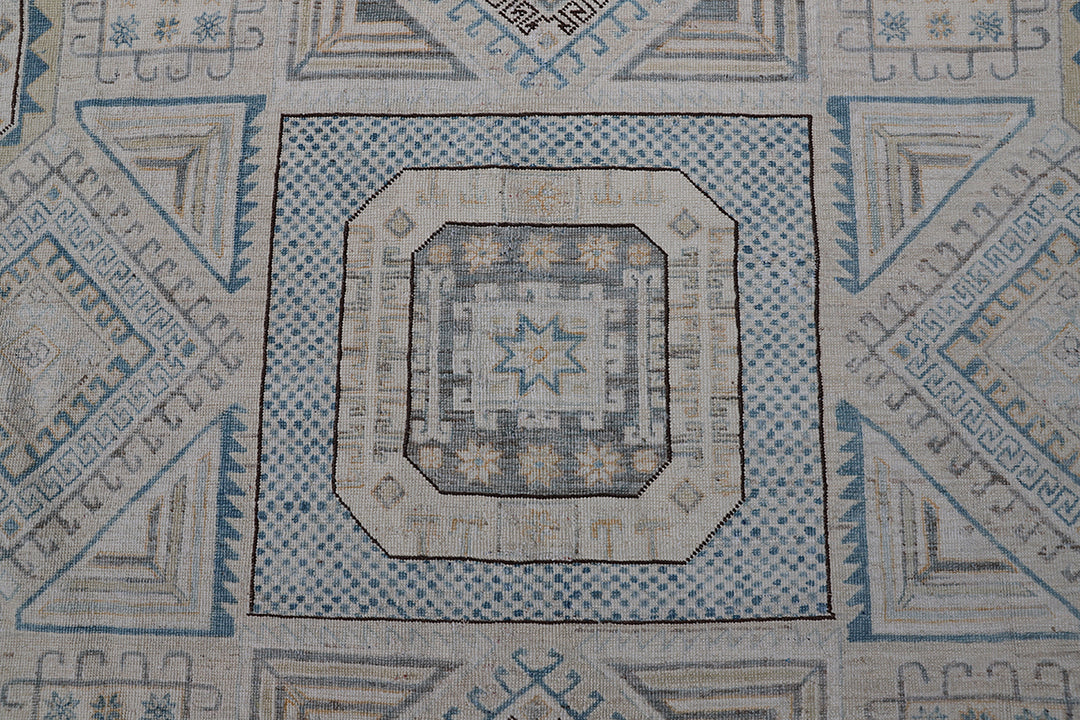 7'x7' Round Rug | Wool Rug | Blue Ivory Wool Round Rug