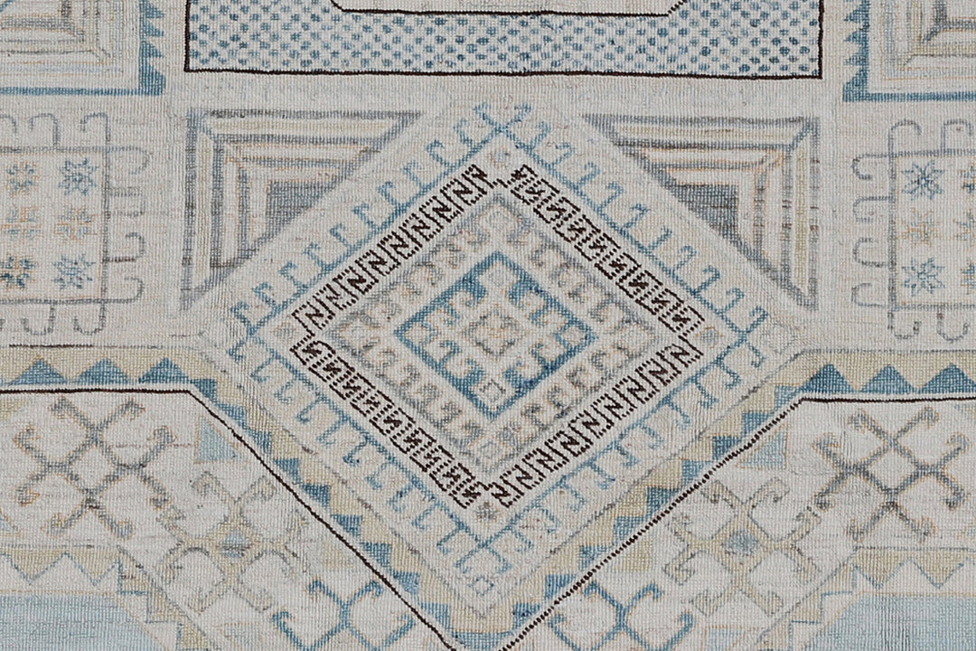 7'x7' Round Rug | Wool Rug | Blue Ivory Wool Round Rug