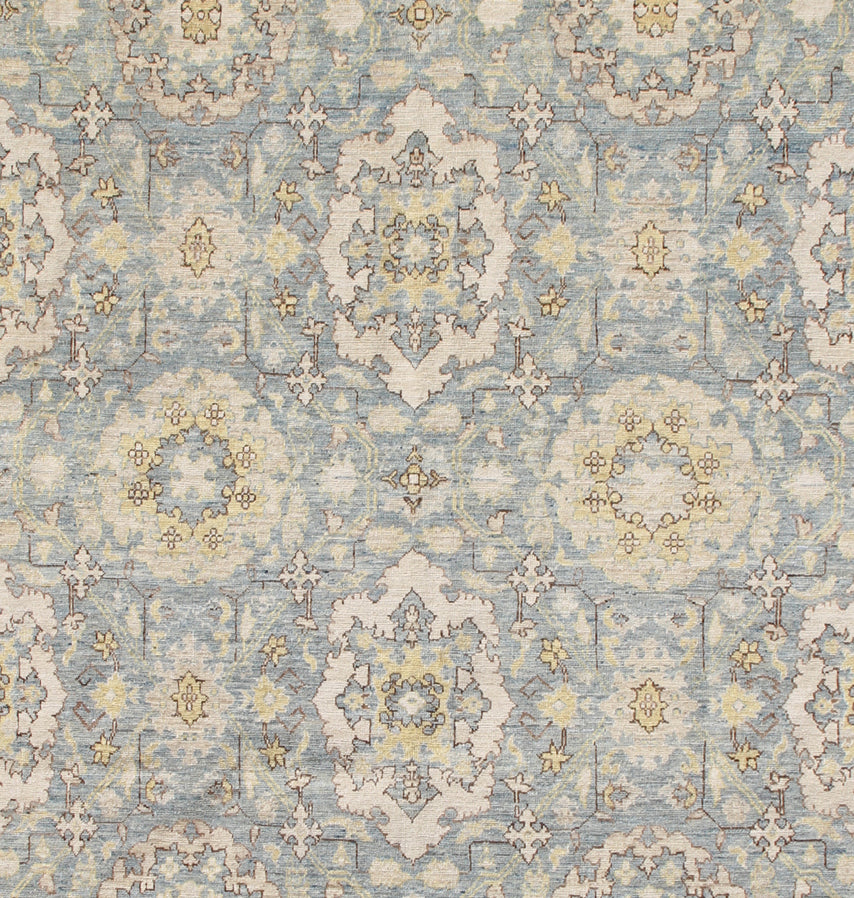 7'x7' Hand-knotted Square Rug | Agra 505 Ariana Traditional Rug