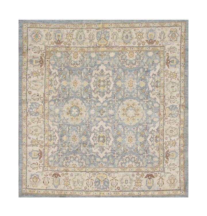 7'x7' Hand-knotted Square Rug | Agra 505 Ariana Traditional Rug