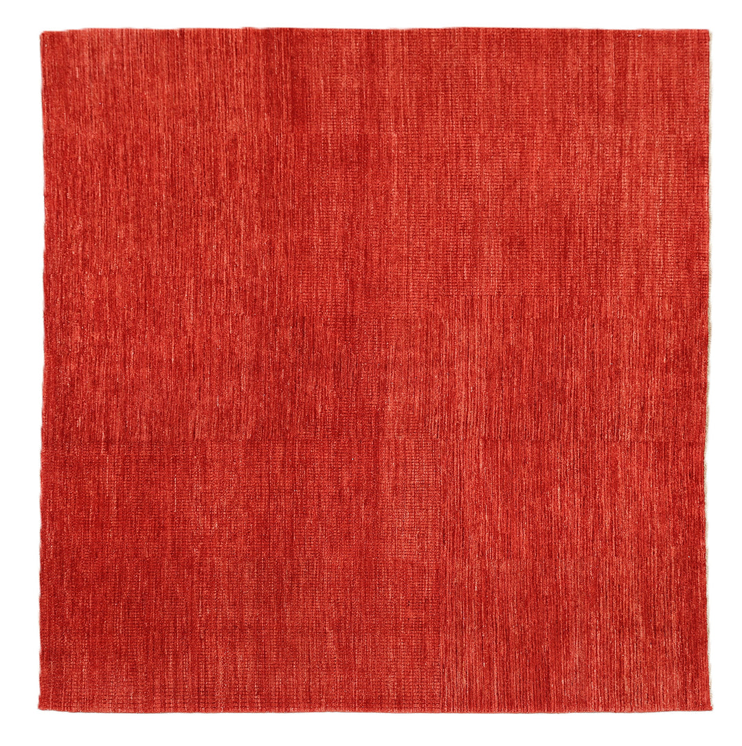 7x7 square luxury hand-knotted red and burgundy geometric rug from Ariana Modern Collection by Ariana Rugs West Hollywood