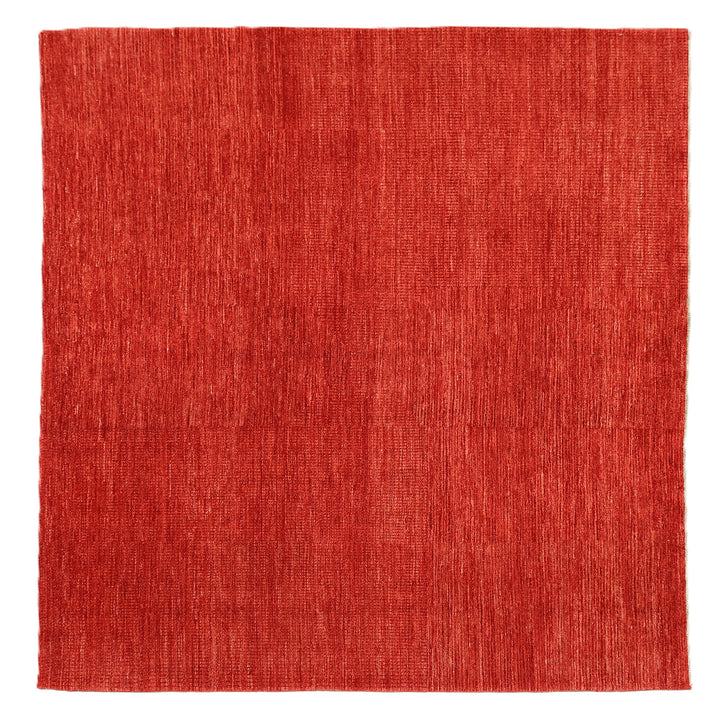 7x7 square luxury hand-knotted red and burgundy geometric rug from Ariana Modern Collection by Ariana Rugs West Hollywood