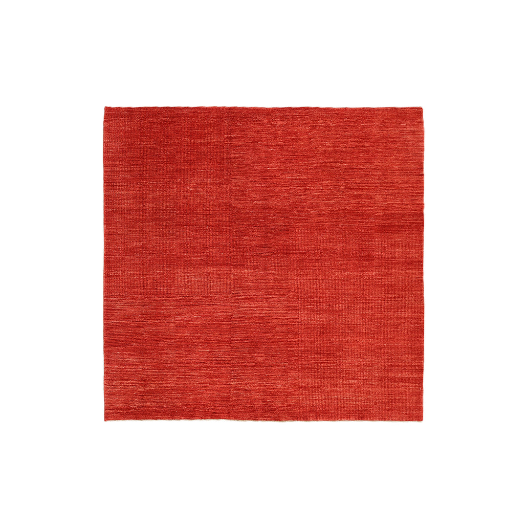 7x7 square luxury hand-knotted red and burgundy geometric rug from Ariana Modern Collection by Ariana Rugs West Hollywood