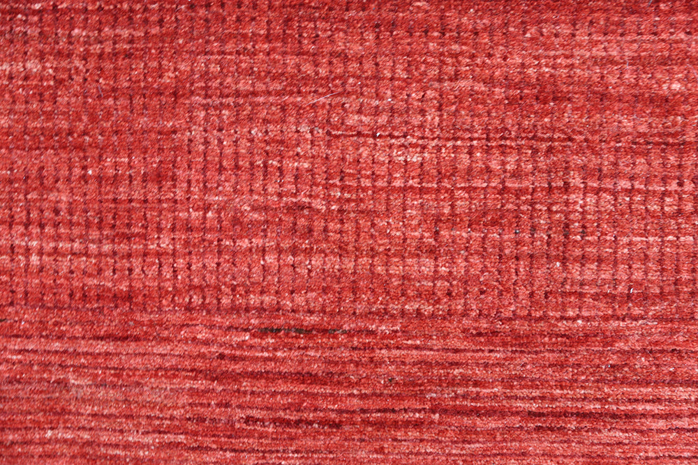 7x7 square luxury hand-knotted red and burgundy geometric rug from Ariana Modern Collection by Ariana Rugs West Hollywood