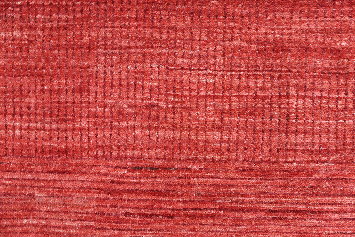7x7 square luxury hand-knotted red and burgundy geometric rug from Ariana Modern Collection by Ariana Rugs West Hollywood