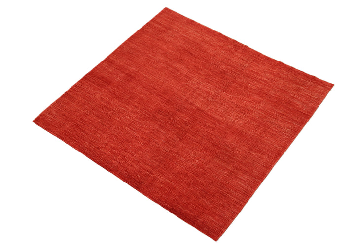 7x7 square luxury hand-knotted red and burgundy geometric rug from Ariana Modern Collection by Ariana Rugs West Hollywood