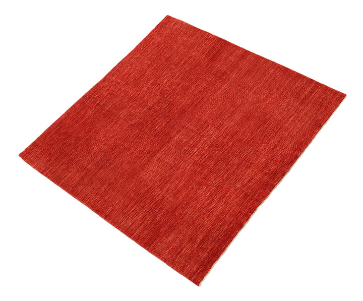 7x7 square luxury hand-knotted red and burgundy geometric rug from Ariana Modern Collection by Ariana Rugs West Hollywood