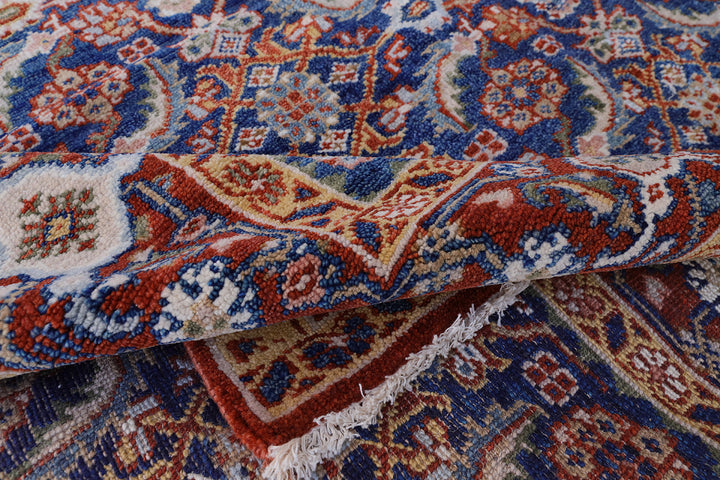 7'x8' Royal Blue Herati Design Hand-Knotted Rug | Contemporary Persian Mahal Style