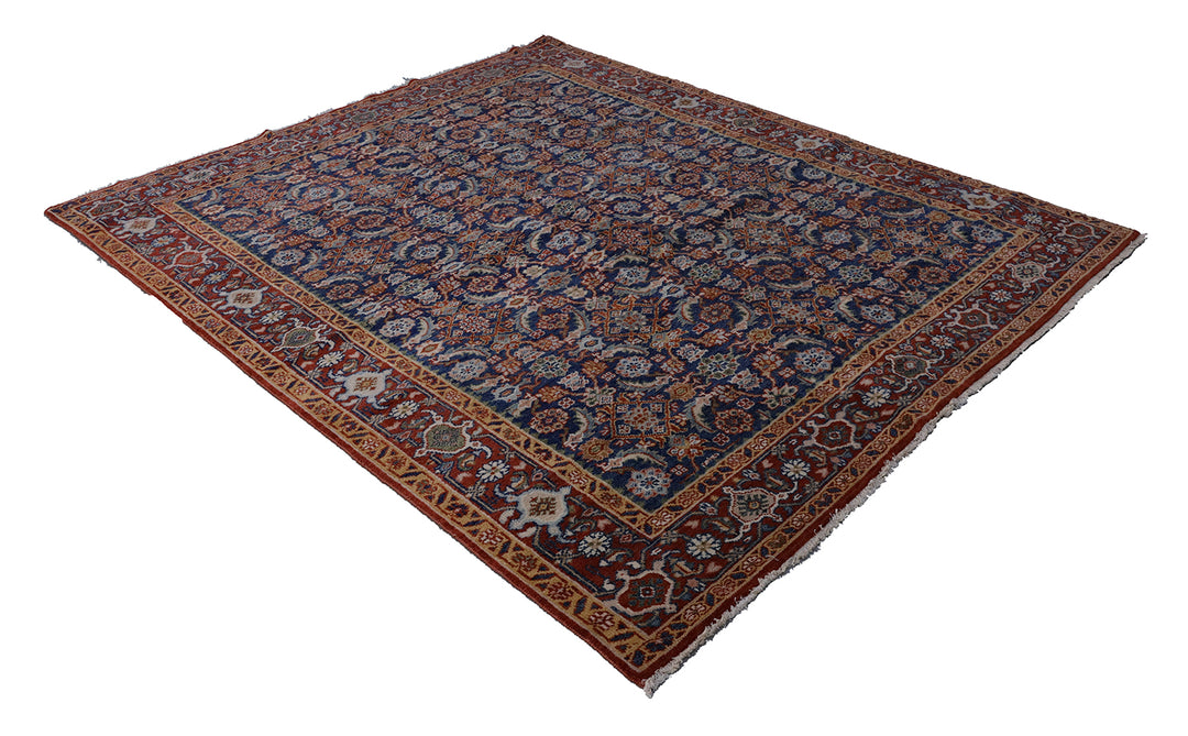 7'x8' Royal Blue Herati Design Hand-Knotted Rug | Contemporary Persian Mahal Style