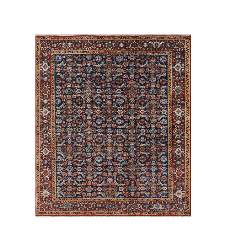 7'x8' Royal Blue Herati Design Hand-Knotted Rug | Contemporary Persian Mahal Style