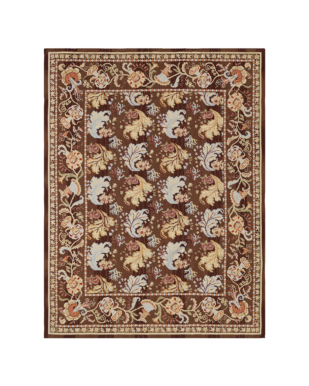 Large handwoven brown wool kilim in Ukrainian Bessarabian design, crafted by Afghan artisans. Luxury flatweave rug from the Ariana Kilim Collection.