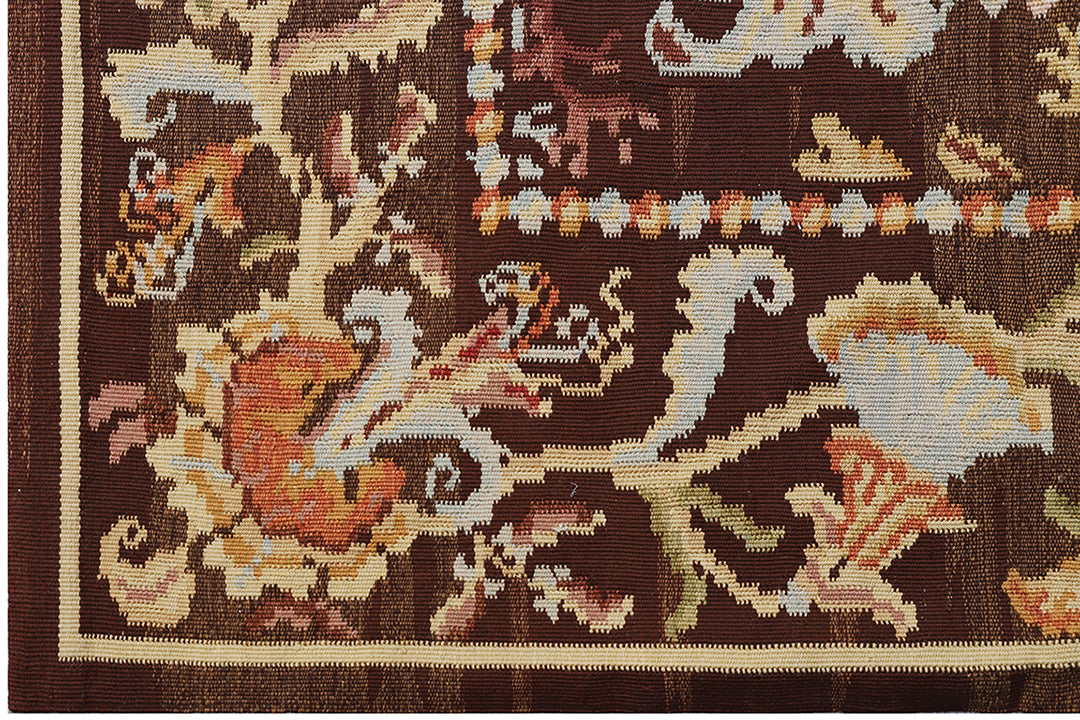 4'x16' Wide and Long Brown Bessarabian Kilim Runner