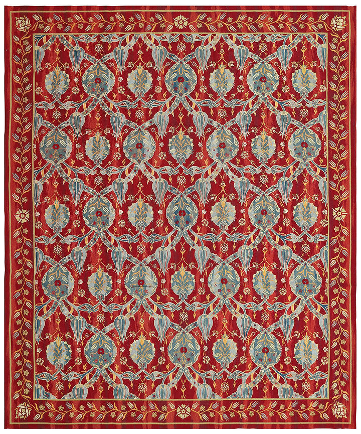 8'x10' Red Ottoman Design Hand-woven Ariana Kilim