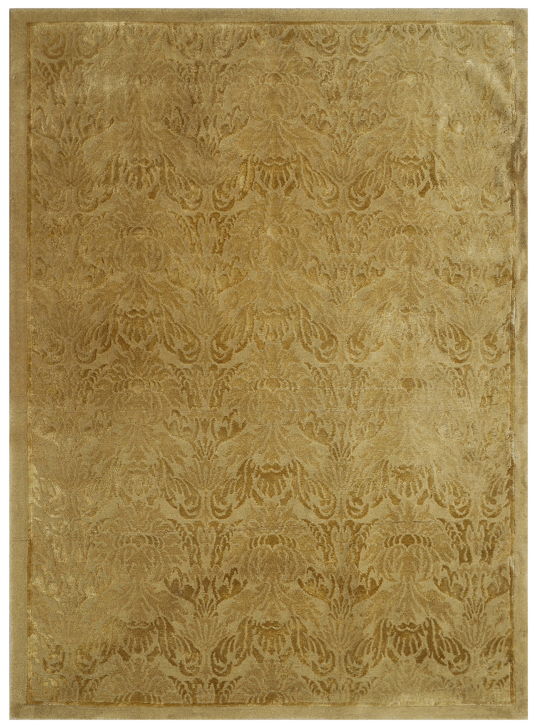 4'x6' Nepalese or Tibetan Rug | Gold Silk & Wool Floral Area Rug